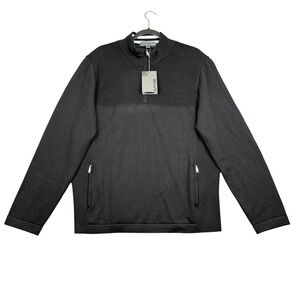 G/Fore Wind Breaker Merino Quarter Zip Pullover Mens L Black #GMS000015 New